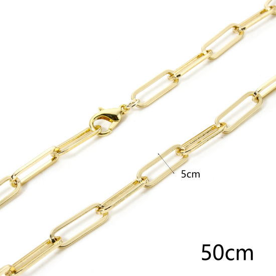 Picture of 1 Piece Eco-friendly Brass Paperclip Link Chain Necklace 18K Real Gold Plated 52cm(20.5") long