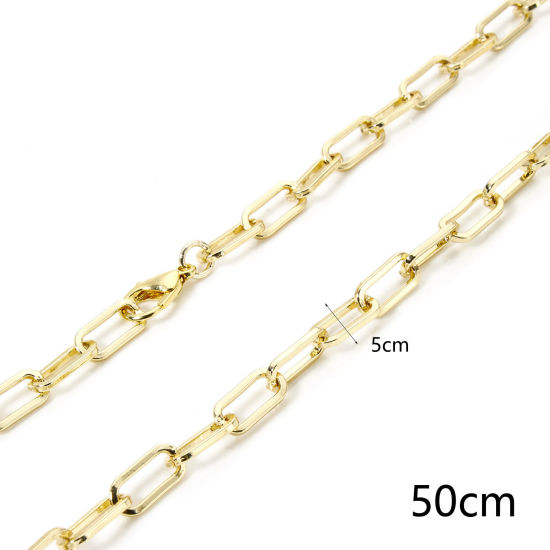 Picture of 1 Piece Eco-friendly Brass Paperclip Link Chain Necklace 18K Real Gold Plated 51.5cm(20 2/8") long