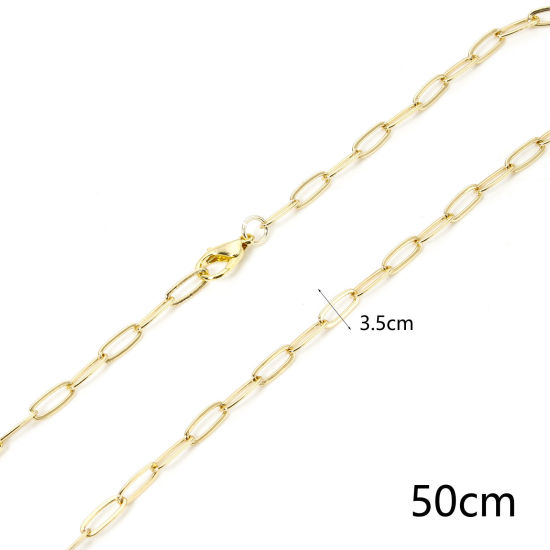 Picture of 1 Piece Eco-friendly Brass Paperclip Link Chain Necklace 18K Real Gold Plated 51.5cm(20 2/8") long