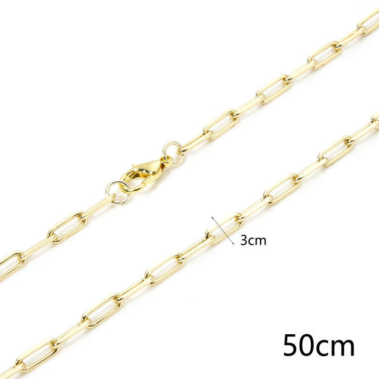 Picture of 1 Piece Eco-friendly Brass Paperclip Link Chain Necklace 18K Real Gold Plated 51.5cm(20 2/8") long