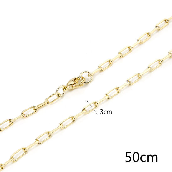 Picture of 1 Piece Eco-friendly Brass Paperclip Link Chain Necklace 18K Real Gold Plated 51.5cm(20 2/8") long