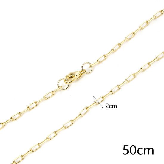 Picture of 1 Piece Eco-friendly Brass Paperclip Link Chain Necklace 18K Real Gold Plated 51.5cm(20 2/8") long