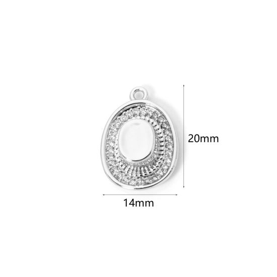 Picture of 1 Piece Brass West Cowboy Charms Platinum Plated Hat 3D Clear Cubic Zirconia 20mm x 14mm