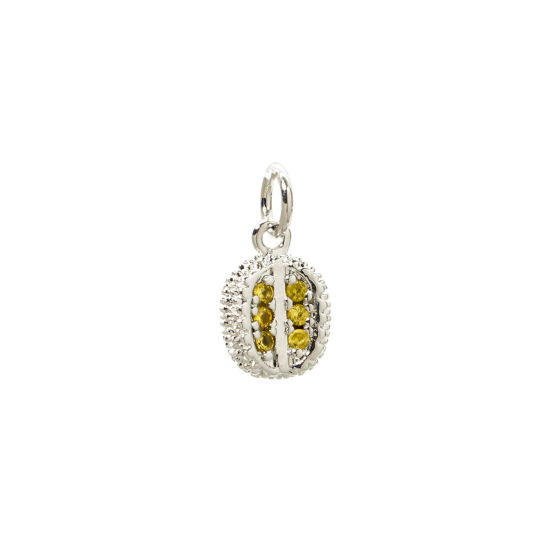 Image de 2 PCs Brass Charms Platinum Plated Durian Fruit Fruit 3D Yellow Cubic Zirconia 14mm x 7.5mm