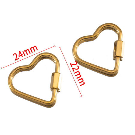 Bild von 1 Stück Umweltfreundliche PVD-Vakuumbeschichtung 304 Edelstahl Spannwirbel Herz 18K Vergoldet Zum Abschrauben 24mm x 22mm