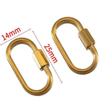 Image de 1 Pièce Fermoirs à Visser en 304 Acier Inoxydable Revêtement sous Vide PVD Respectueux de l'Environnement Ovale Plaqué Or 18K Pouvoir Être Dévissé 25mm x 14mm