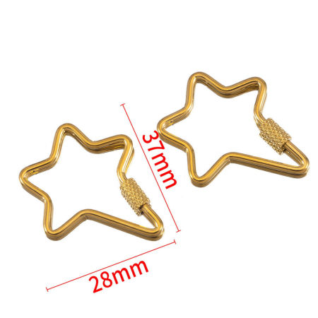 Image de 1 Pièce Fermoirs à Visser en 304 Acier Inoxydable Revêtement sous Vide PVD Respectueux de l'Environnement Etoile Plaqué Or 18K Pouvoir Être Dévissé 3.7cm x 2.8cm