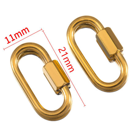 Image de 1 Pièce Fermoirs à Visser en 304 Acier Inoxydable Revêtement sous Vide PVD Respectueux de l'Environnement Ovale Plaqué Or 18K Pouvoir Être Dévissé 24mm x 11mm