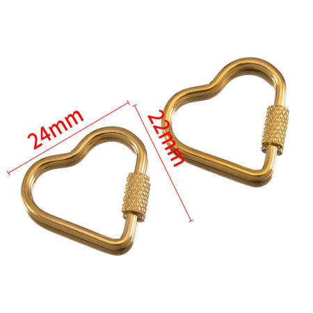 Bild von 1 Stück Umweltfreundliche PVD-Vakuumbeschichtung 304 Edelstahl Spannwirbel Herz 18K Vergoldet Zum Abschrauben 24mm x 22mm