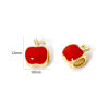 Picture of 1 Piece Eco-friendly Brass Beads For DIY Jewelry Making 18K Real Gold Plated Red Apple Fruit Enamel 12mm x 10mm, Hole: Approx 5mm x 4mm
