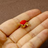 Picture of 1 Piece Eco-friendly Brass Beads For DIY Jewelry Making 18K Real Gold Plated Red Apple Fruit Enamel 12mm x 10mm, Hole: Approx 5mm x 4mm