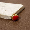 Picture of 1 Piece Eco-friendly Brass Beads For DIY Jewelry Making 18K Real Gold Plated Red Apple Fruit Enamel 12mm x 10mm, Hole: Approx 5mm x 4mm