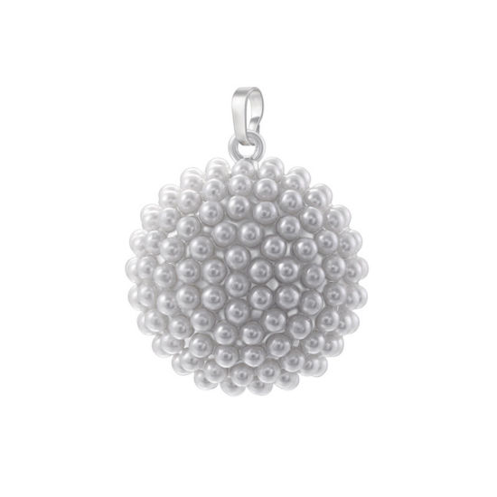 Picture of 1 Piece Brass Pendants Platinum Plated Ball Imitation Pearl 3.3cm x 2.5cm