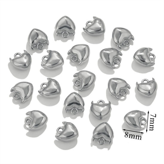 Bild von 5 PCs 304 Stainless Steel Mini Charms Silver Tone Cow Animal 3D 7mm x 8mm