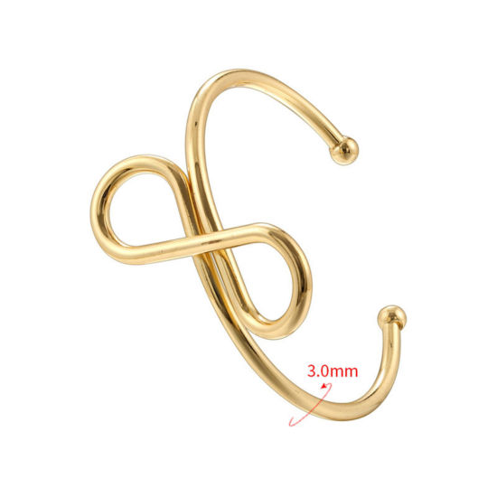 Picture of 1 Piece Dainty Simple 18K Gold Plated Brass Infinity Symbol Open Cuff Bangles Bracelets For Women 6cm Dia.