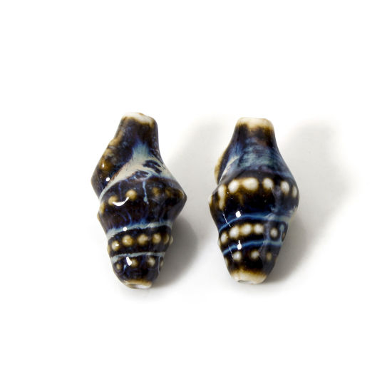 Bild von 10 Stück Keramik Ozean Schmuck Perlen zur DIY-Schmuckherstellung Strandschnecke Dunkelbraun 3D ca. 20mm x 11mm, Loch:ca. 1.6mm