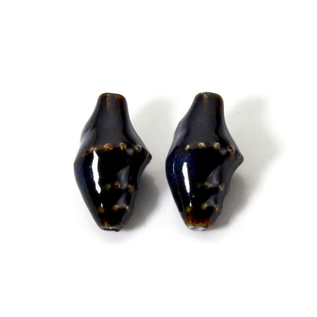 Immagine di 10 Pz Ceramica Gioielli Oceanici Diatanziale Perline per la Creazione di Gioielli con Fai-da-te Conchiglia Colore del Caffè Circa 3D Circa 20mm x 11mm, Foro: Circa 1.6mm