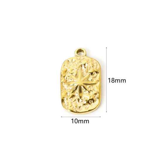 Bild von 1 Stück Umweltfreundliche PVD-Vakuumbeschichtung 304 Edelstahl Galaxis Charms Rechteck 14K Echtgold plattiert Stern 18mm x 10mm