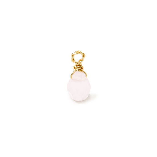 Picture of 2 PCs Eco-friendly Vacuum Plating 304 Stainless Steel Mini Charms 18K Gold Plated Light Pink Drop Faceted 10mm x 4mm