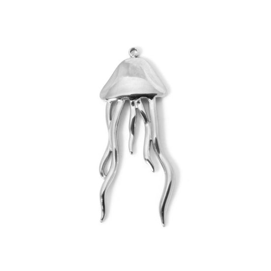 Immagine di 1 Pz Placcatura Sottovuoto PVD Ecologica 304 Acciaio Inossidabile Gioielli Oceanici Ciondoli Pendenti Medusa Tono Argento 39mm x 16mm