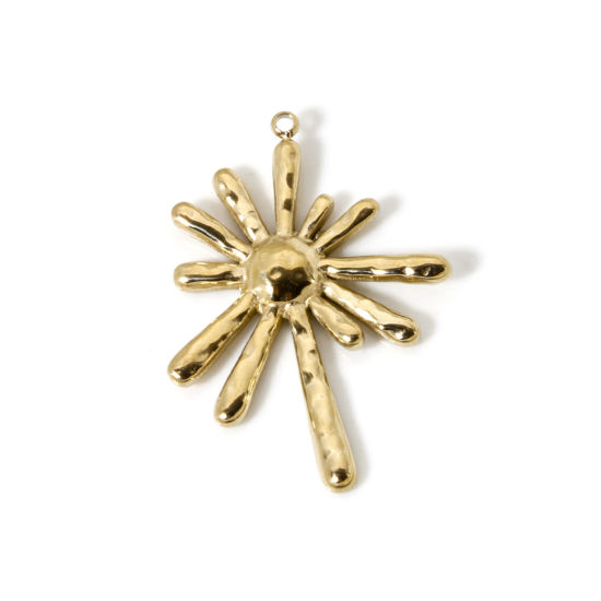 Immagine di 1 Pz Placcatura Sottovuoto PVD Ecologica 304 Acciaio Inossidabile Collezione Flora Ciondoli Pendenti Fiore Margherita 14K Vero Oro Placcato 33mm x 23mm