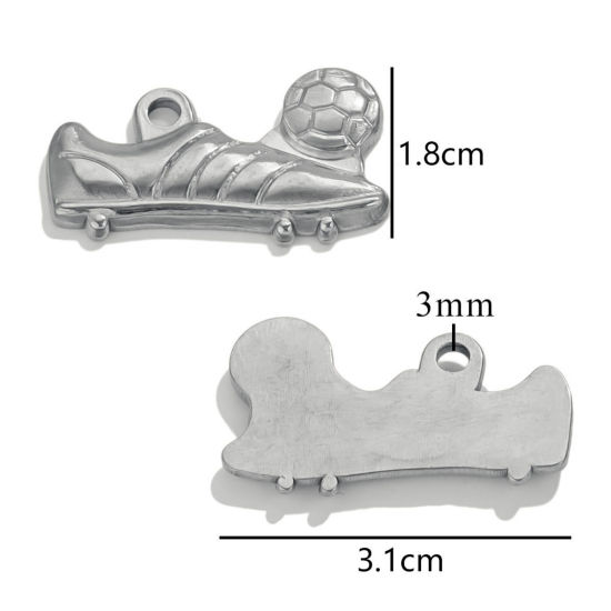 Picture of 2 PCs 304 Stainless Steel Clothes Charms Silver Tone Shoes 3.1cm x 1.8cm