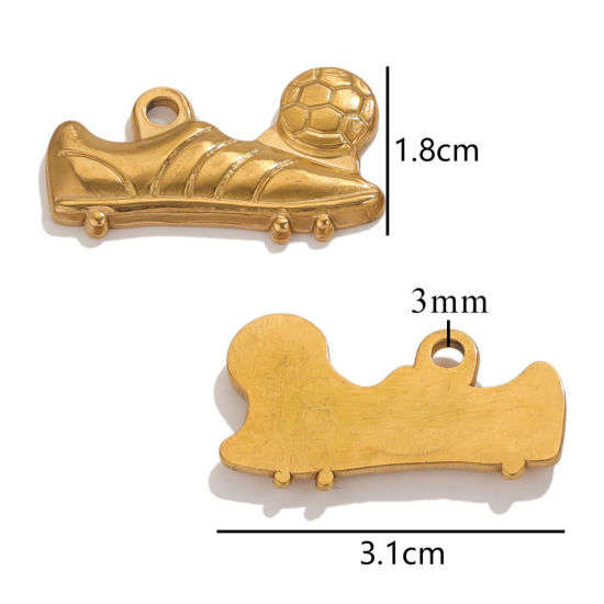 Picture of 2 PCs Eco-friendly Vacuum Plating 304 Stainless Steel Clothes Charms 18K Gold Plated Shoes 3.1cm x 1.8cm