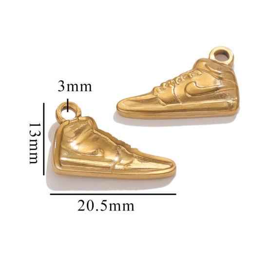 Picture of 2 PCs Eco-friendly Vacuum Plating 304 Stainless Steel Clothes Charms 18K Gold Plated Shoes 20.5mm x 13mm