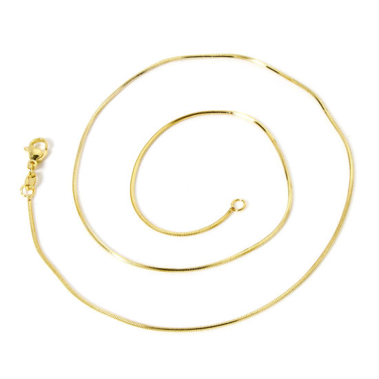 Picture of 1 Piece Brass Snake Chain Necklace 18K Gold Plated 47cm(18.5") long, Chain Size: 1.1mm