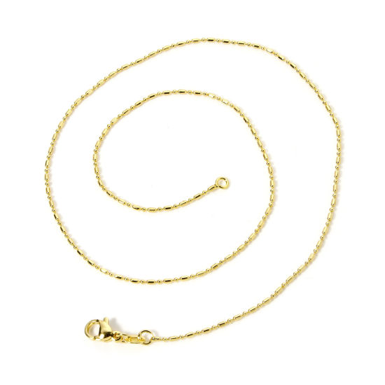 Picture of 1 Piece Brass Bamboo Chain Necklace 18K Gold Plated 44.5cm(17 4/8") long, Chain Size: 1.3mm