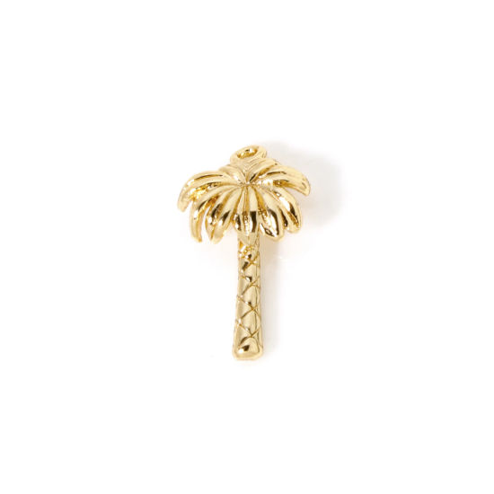 Picture of 5 PCs Brass Charms 18K Gold Plated Coconut Palm Tree 3D 15mm x 9mm