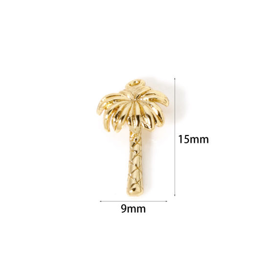 Picture of 5 PCs Brass Charms 18K Gold Plated Coconut Palm Tree 3D 15mm x 9mm