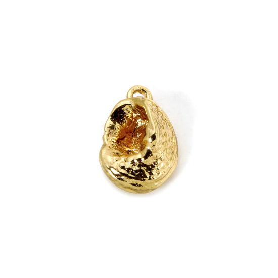 Picture of 2 PCs Brass Ocean Jewelry Charms 18K Gold Plated Conch/ Sea Snail 3D 12mm x 8mm