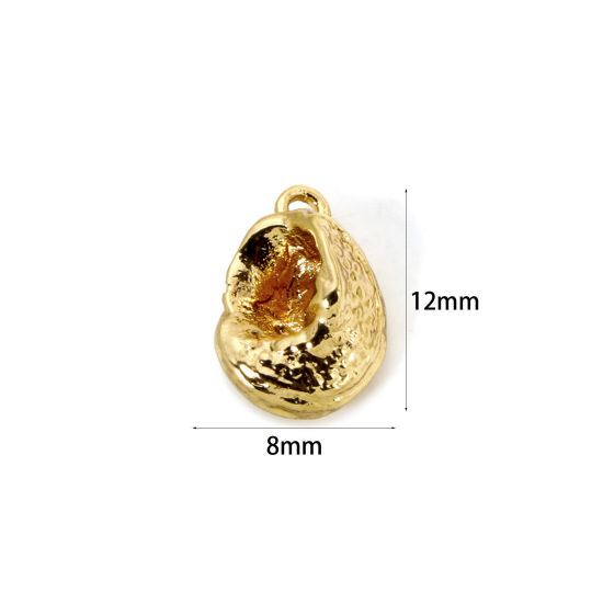 Picture of 2 PCs Brass Ocean Jewelry Charms 18K Gold Plated Conch/ Sea Snail 3D 12mm x 8mm