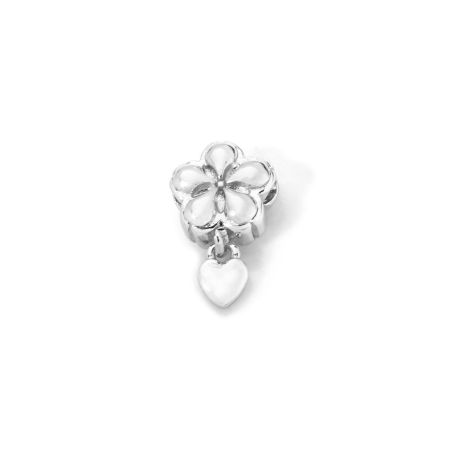 Picture of 5 PCs Eco-friendly Brass Flora Collection Beads For DIY Jewelry Making Real Platinum Plated Flower Heart 13mm x 8mm, Hole: Approx 1.2mm