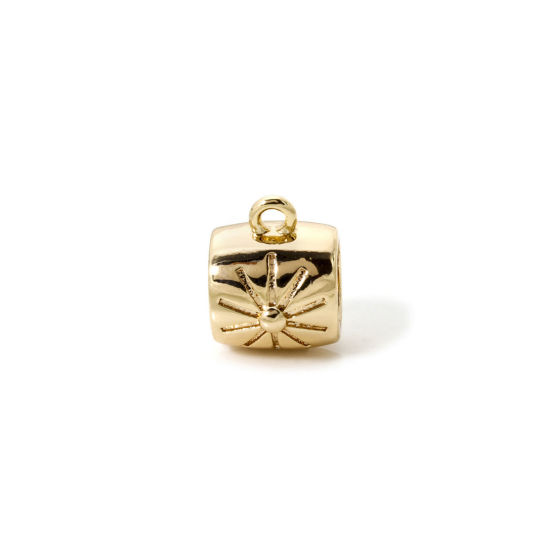 Bild von 5 Stück Umweltfreundlich Messing Bügelperlen mit Schleife für DIY-Schmuckherstellung Barrel Stern 18K Echtgold plattiert 10mm x 8mm