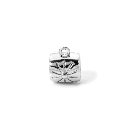 Bild von 5 Stück Umweltfreundlich Messing Bügelperlen mit Schleife für DIY-Schmuckherstellung Barrel Stern Echt Platin plattiert 10mm x 8mm