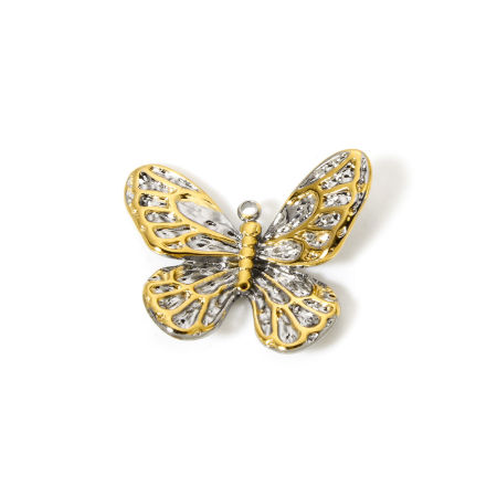 Picture of Eco-friendly PVD Vacuum Plating 304 Stainless Steel Charms 18K Real Gold Plated & Silver Tone Two Tone
