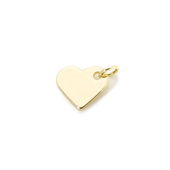 Immagine di 5 Pz Ecologico Ottone San Valentino Ciondoli 18K Vero Oro Placcato Cuore Liscio 14mm x 11mm