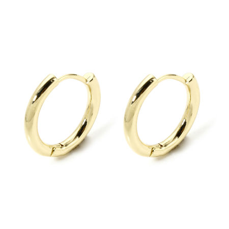 Picture of Eco-friendly Stylish Simple 18K Real Gold Plated Brass Round Hoop Earrings For Women Valentine's Day