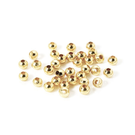 Picture of 100 PCs Eco-friendly Brass Beads For DIY Jewelry Making Wholesale 14K Real Gold Plated Round 3mm Dia., Hole: Approx 1mm