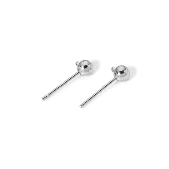 Immagine di 10 Pz Ecologico Ottone Orecchini a Perno Vero Platino Placcato Palla Con Loop 6mm x 4mm, Posta / Filo Dimensione: (20 misura)