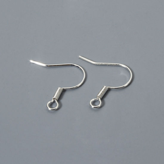 Bild von 20 Stück Umweltfreundlich Messing Ohrhaken-Ohrringe für DIY-Schmuckherstellungszubehör 925 Sterling Silber Plattiert Fischhaken Mit Öse 18mm x 17mm, Drahtst?rke: (22 gauge)