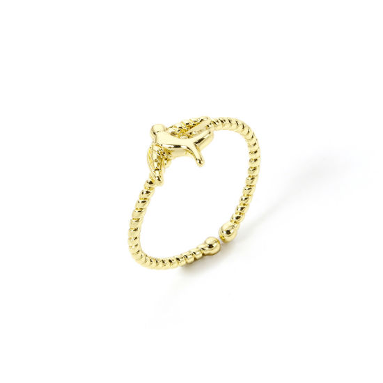 Bild von 1 Stück Umweltfreundlich Stilvoll 18K Echtgold plattiert Messing Offen Schwalbe Ring Für Frauen Valentinstag 16.9mm（US Größe:6.5)