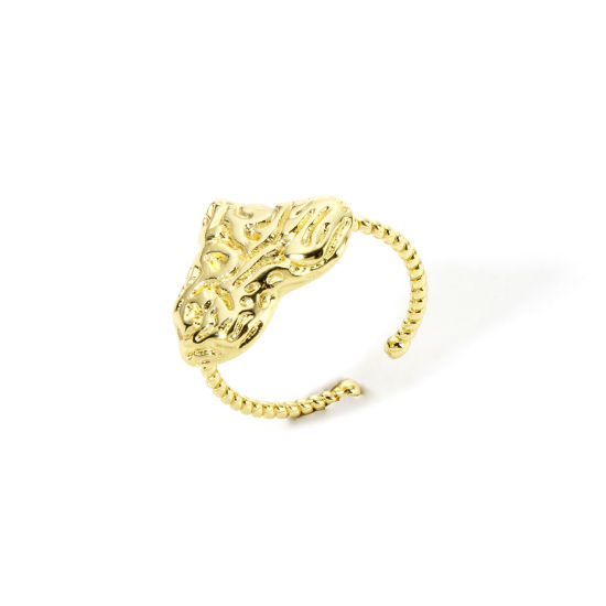 Bild von 1 Stück Umweltfreundlich Stilvoll Valentinstag 18K Echtgold plattiert Messing Offen Herz Ring Für Frauen Valentinstag 16.9mm（US Größe:6.5)