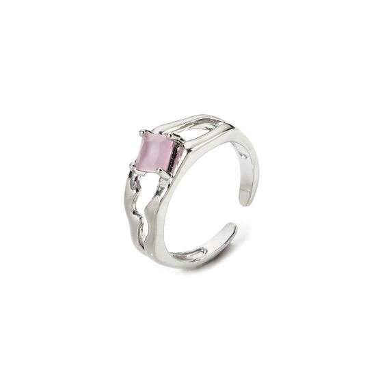 Image de 1 Pièce Bagues Ouvert en Laiton & Résine Respectueux de la Nature À la Mode Plaqué Platine Véritable Violet Pour Femmes 16.9mm (Taille d'US 6.5)