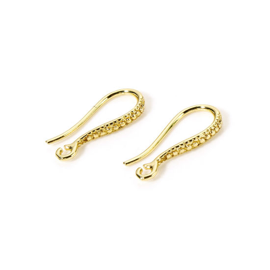 Immagine di 2 Pz Ecologico Ottone Orecchini con Ganci a Filo per Orecchio per Accessori per la Creazione di Gioielli Fai-da-te 18K Vero Oro Placcato 16mm x 7mm, Posta / Filo Dimensione: 0.7mm