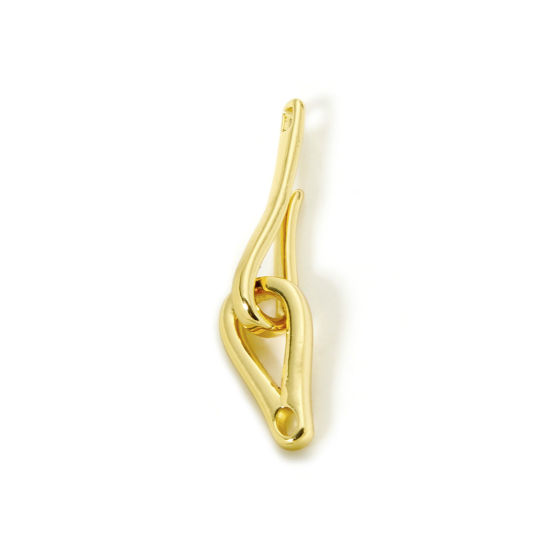 Picture of 1 Set Eco-friendly Brass Hook Clasps Drop 18K Gold Plated 3.6cm x 0.8cm