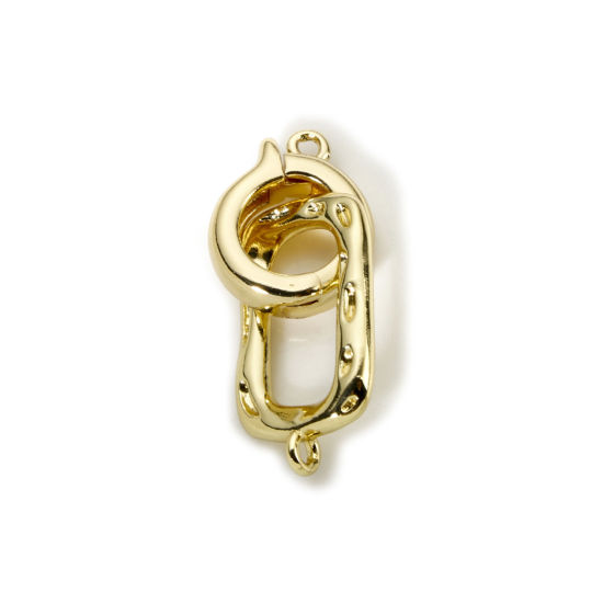 Picture of 1 Set Eco-friendly Brass Fold Over Clasps Rectangle 18K Real Gold Plated 28mm x 11mm