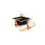 Picture of 2 PCs Eco-friendly Brass College Jewelry Charms 18K Real Gold Plated Black Enamel Doctorial Hat 22mm x 18mm